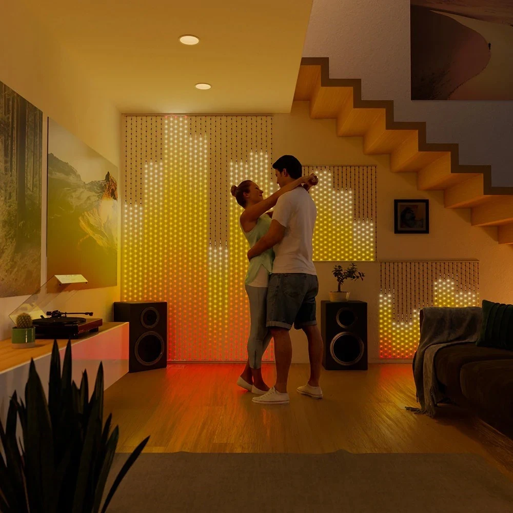 Drita dekorative Twinkly Matrix, 500 LED RGB, tel i tejdukshëm, 1.7x7.8ft, F-plug