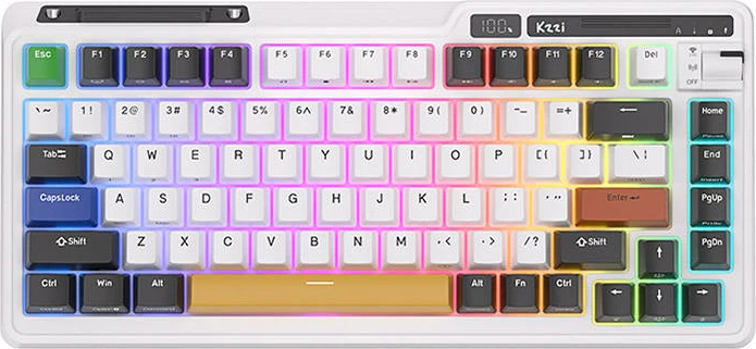 Tastierë mekanike wireless Royal Kludge KZZI K75 pro RGB, 82 taste, bardhë/zezë