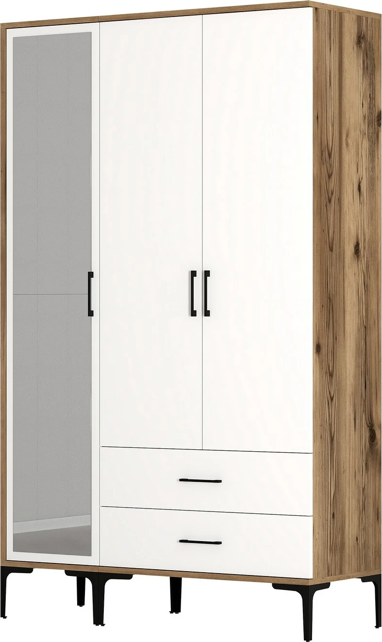 Dollap rrobash Skye Decor, Kumsal RT, ngjyrë arre, e bardhë