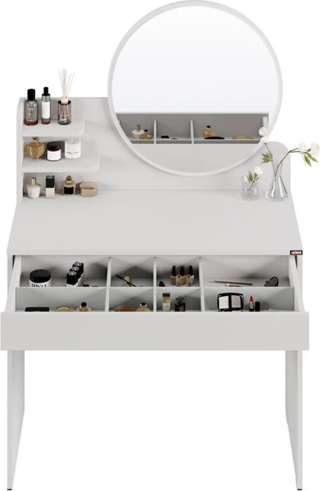 Tualet për dhomë gjumi me pasqyrë Nashi, ngjyrë mink, 90x45x138cm