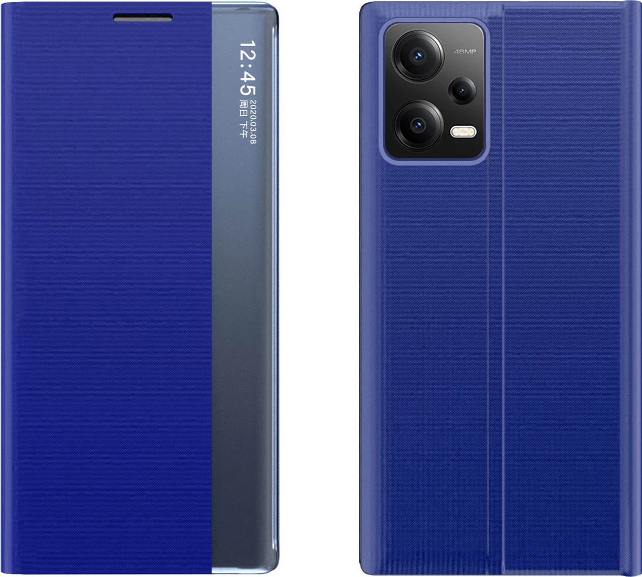 Mbështjellës Hurtel New Sleep Case për Xiaomi Redmi Note 12 5G / Poco X5 5G, me kapak dhe qëndrim, Blu