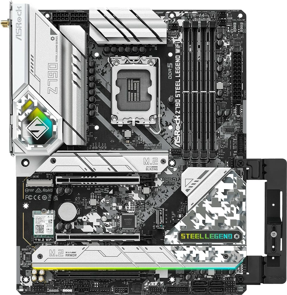 Pllakë amë ASRock Z790 Steel Legend WiFi, Intel, LGA 1700, DDR5-SDRAM, 128 GB, DIMM