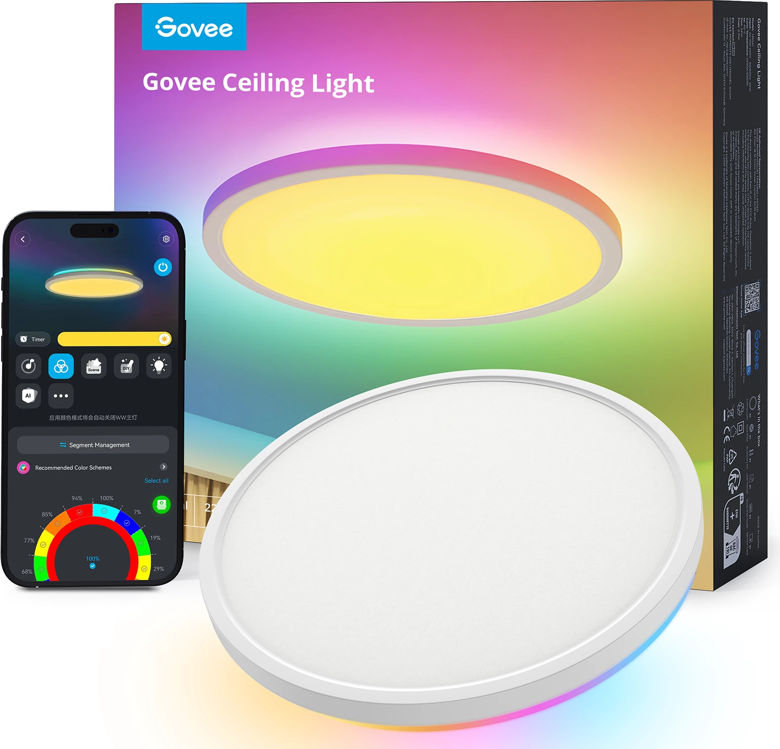 Dritë tavanore smart Govee RGBWW + RGBIC 30cm
