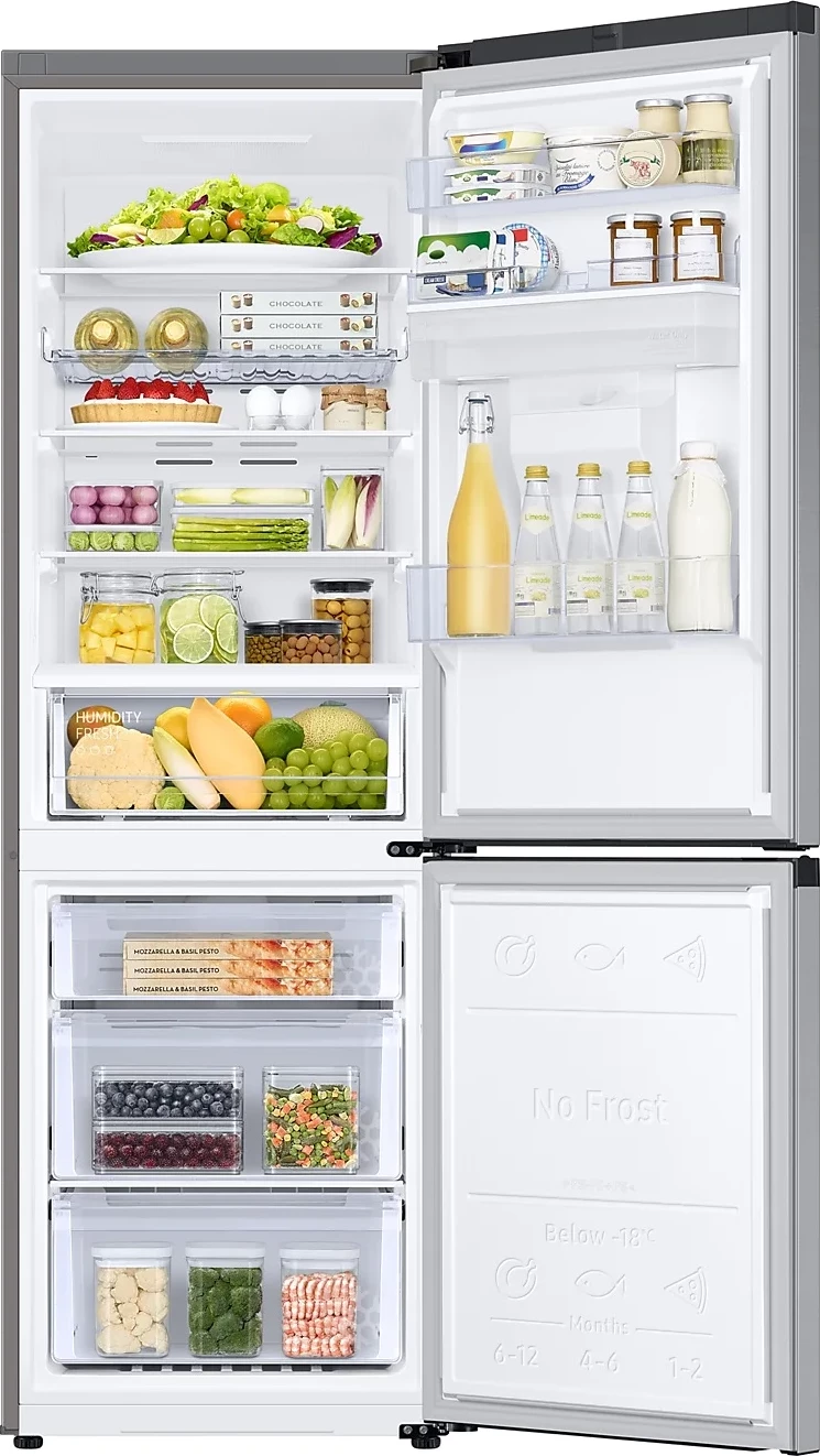 Frigorifer kombinë Samsung RB34C652ESA/EK 385L SpaceMax, ftohje e njëtrajtshme, shpërndarës uji, Metal Graphite