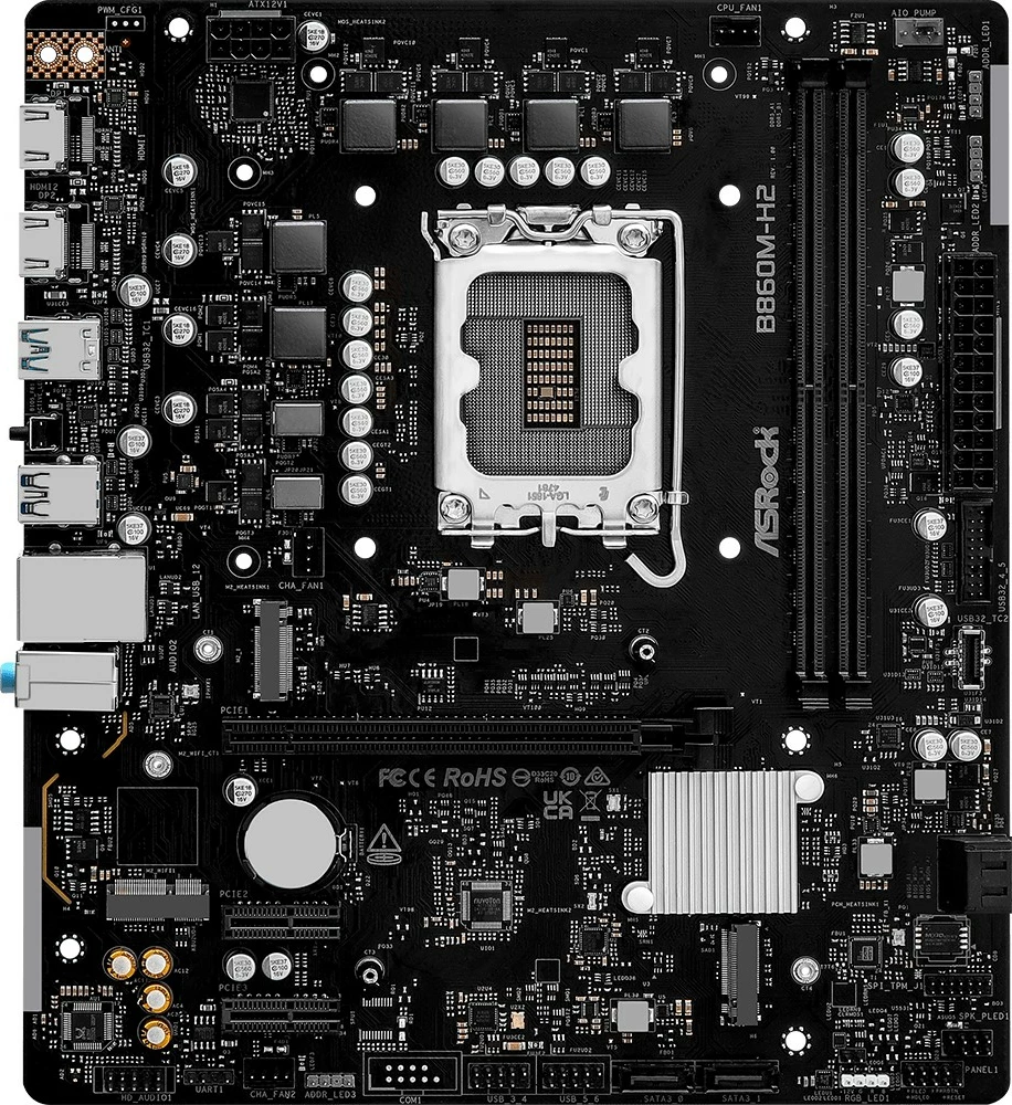 Pllakë amë ASRock B860M-H2, LGA 1851, micro ATX, DDR5, e zezë