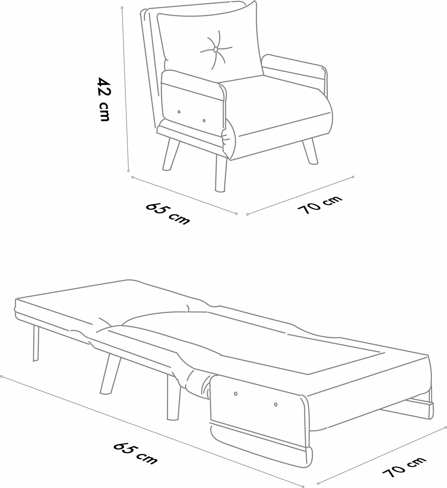 Krevat-karrige një vendës, Atelier del Sofa, Cosmo Single, gri e çelët