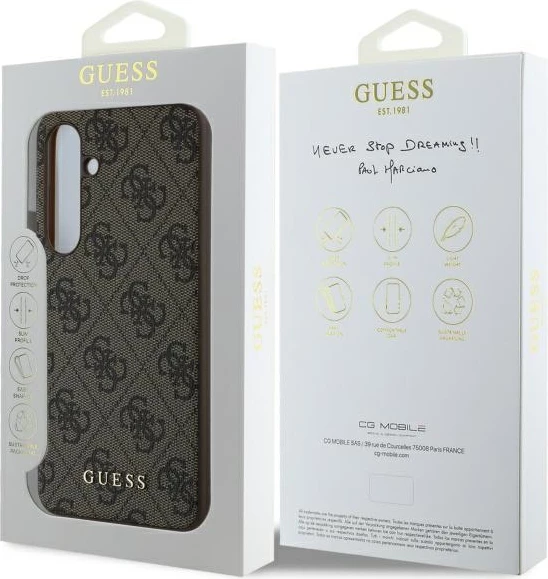 Mbështjellës Guess 4G Charms Collection për Samsung Galaxy S24 FE S721, kafe