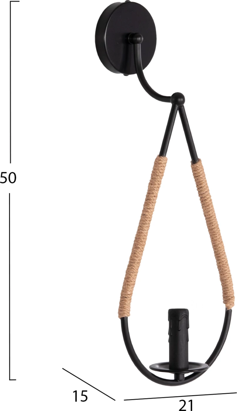 Aplik DROPLET, metal, litar kërpi, 21x15x50cm