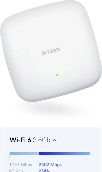 Access point D-Link DAP-X2850, Wi-Fi 6, AX3600, 2.5G LAN, PoE, i bardhë