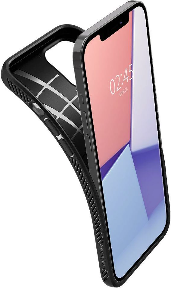 Mbështjellës Spigen Liquid Air për iPhone 12 / iPhone 12 Pro, Mat Zi