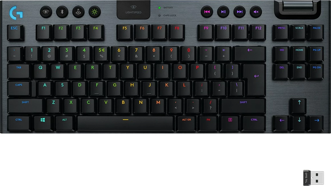 Tastierë mekanike Logitech G G915 TKL, RGB, pa kabllo, karbon
