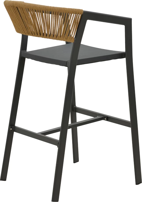 Karrige për bar alumini Phoenix e grumbullueshme, kornizë antraciti-tekstilene, ratan natyral 53x58x103cm