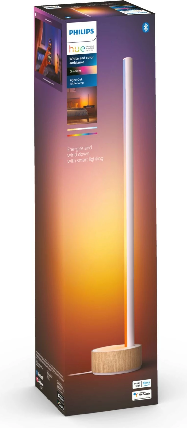 Llambë tavoline Philips Hue Signe gradient, Smart, Bluetooth/Zigbee, LED, Alumini, Bardhë