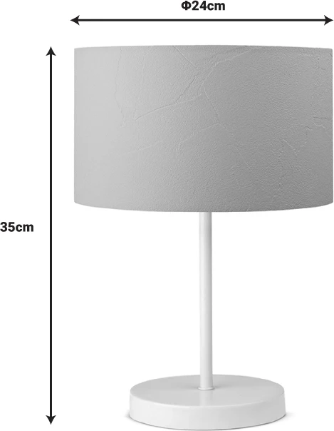 Llambë tavoline PWL-1077 E27 ngjyrë hiri e lehtë-bardhë Φ24x35cm