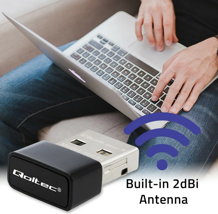Adapter Wi-Fi mini USB Qoltec 50664, 650Mbps, AC Standard, i zi