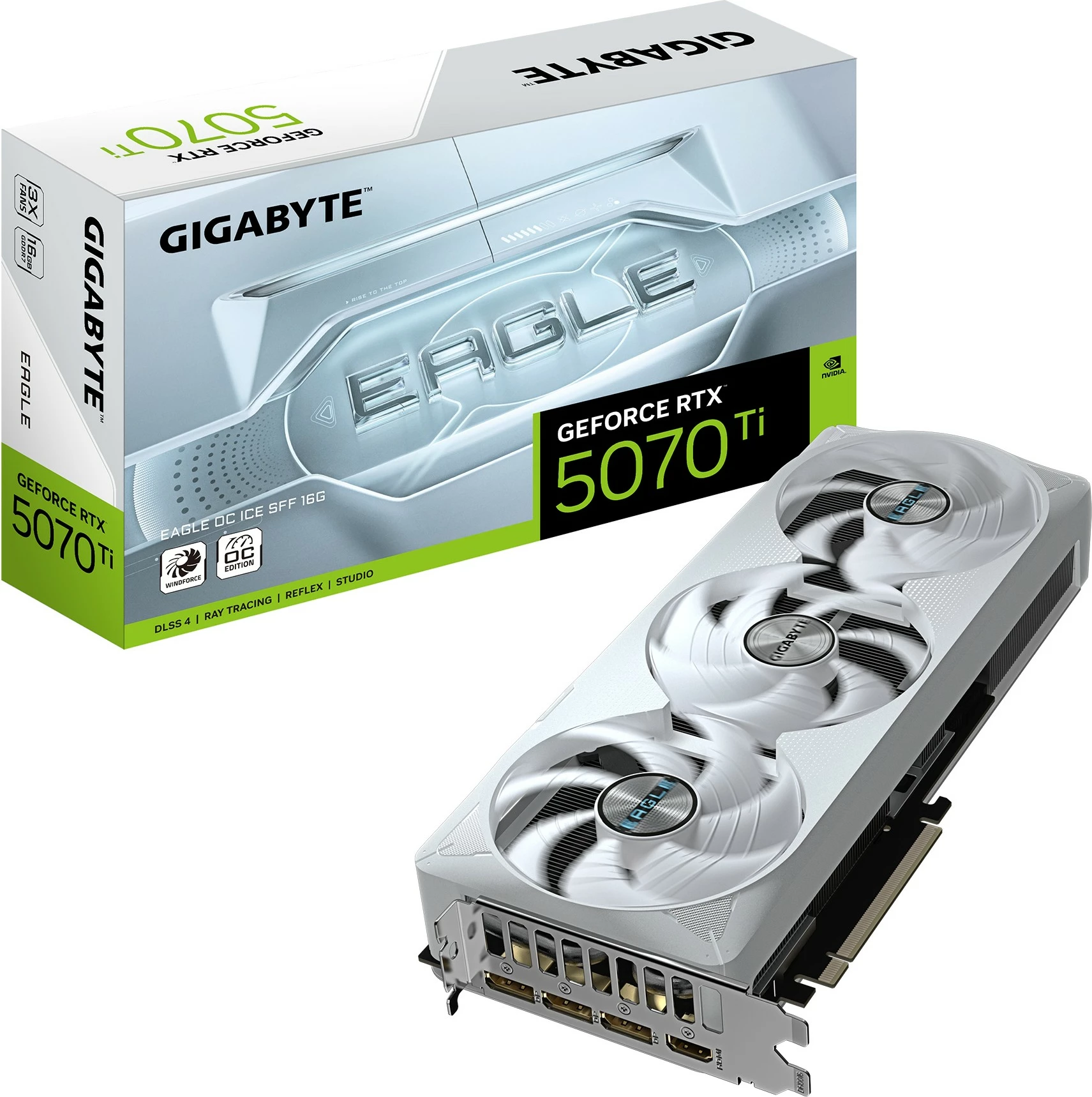 Kartelë grafike Gigabyte RTX 5070 Ti Eagle Ice OC SFF 16GB e bardhë