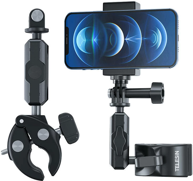 Mbajtës universal për timon Telesin GP-HBM-003 për kamera sportive, i zi