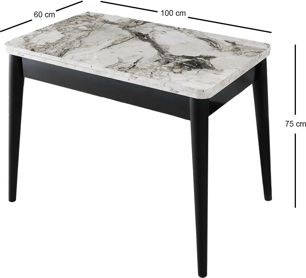 Tavolinë zgjeruese për ngrënie, ngjyrë mermeri të bardhë, Dolunay - 1281