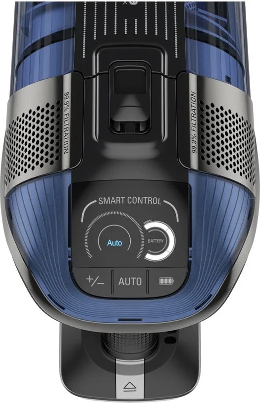 Fshesë me korrent vertikale pa kabllo Rowenta RH98C0WO X-Force Flex 2-në-1, 4.8V, kohë pune deri 45 min, depozitë 0.9L, filtër 99.9%, blu