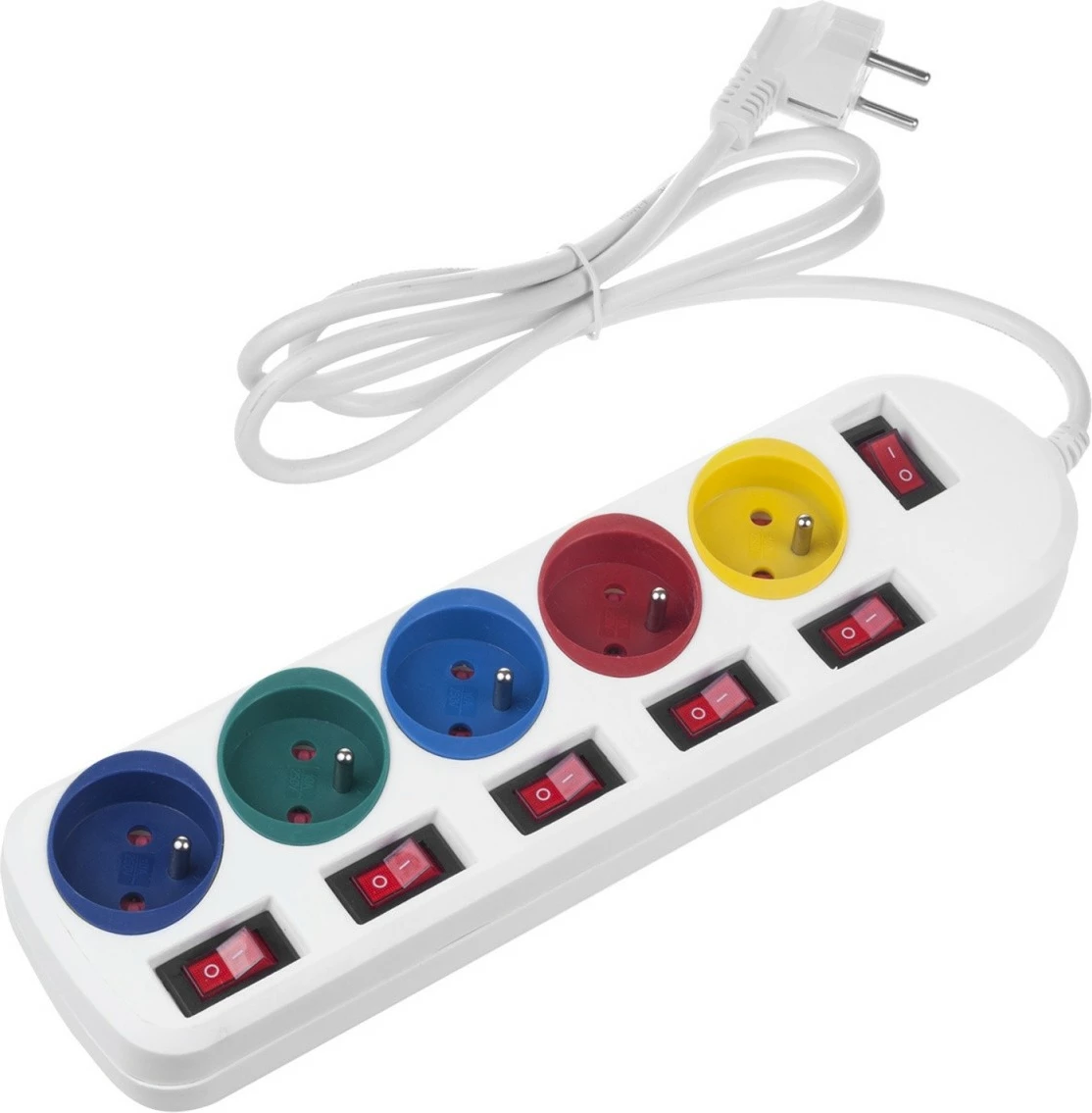 Listë elektrike Maclean MCE204 M/W, 5 dalje, me çelësa individual, 1.5m, Bardhë