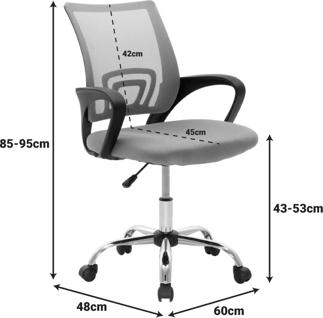 Karrige zyre Berto II, ngjyrë rozë-e zezë, 60x48x85-95cm