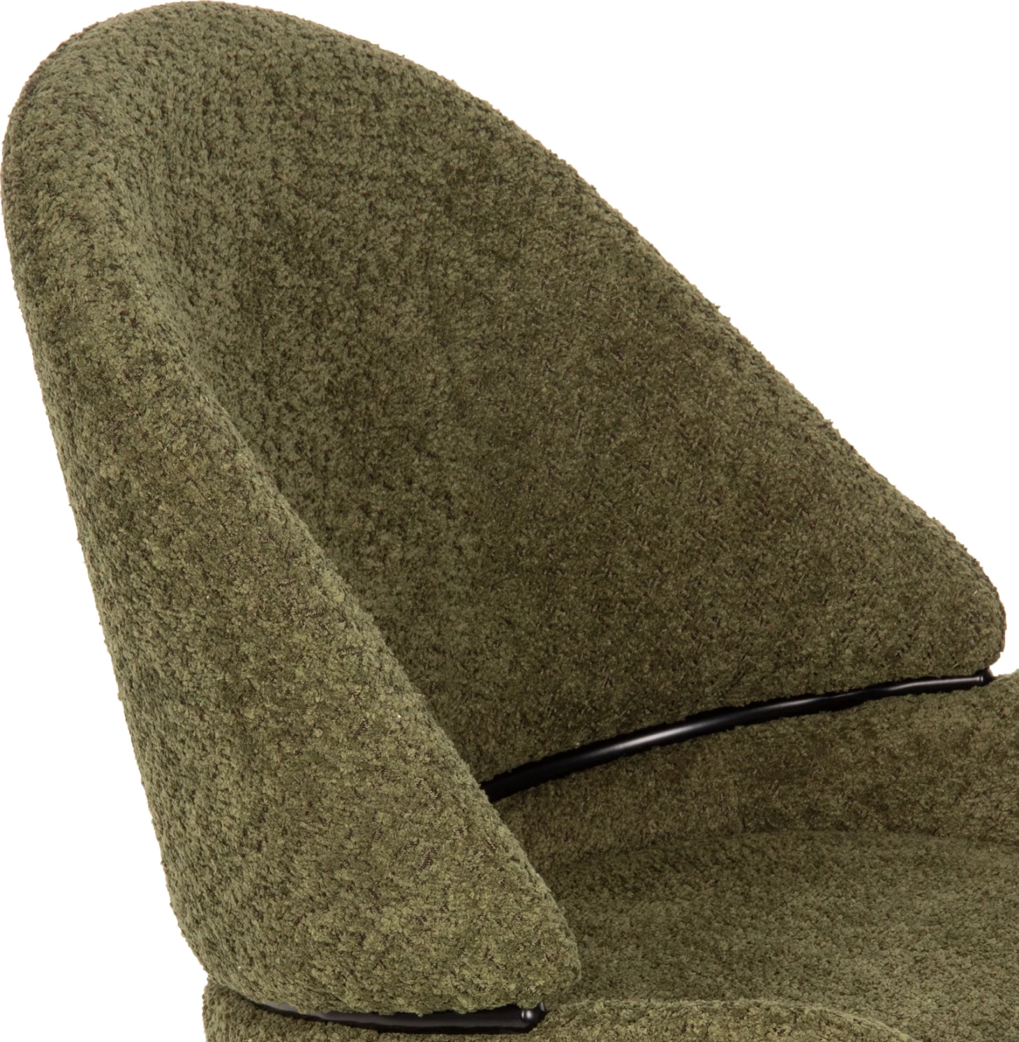 Karrige SARKY FH8585.03, pëlhurë boucle e gjelbër, këmbë metalike të zeza, 55x62x89H cm., set prej 2 copë