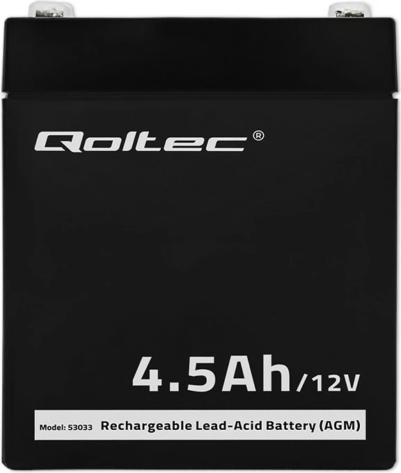 Bateri AGM Qoltec 53033, 4.5Ah, 12V, e zezë
