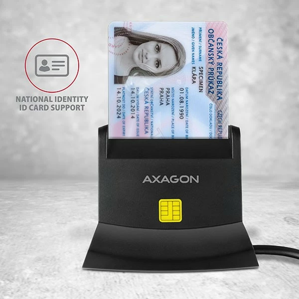 Lexues kartelash AXAGON CRE-SM2, USB 2.0, për ID, SD, microSD, SIM, i zi