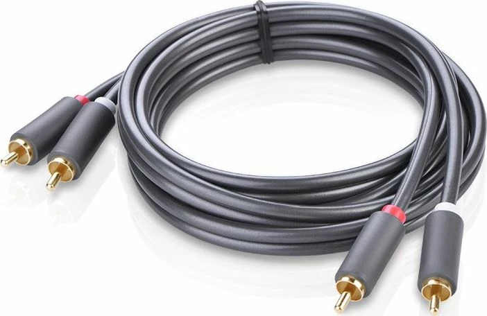 Kabllo audio RCA Ugreen UGR457BLK 2xRCA male në 2xRCA male 5 m, gri
