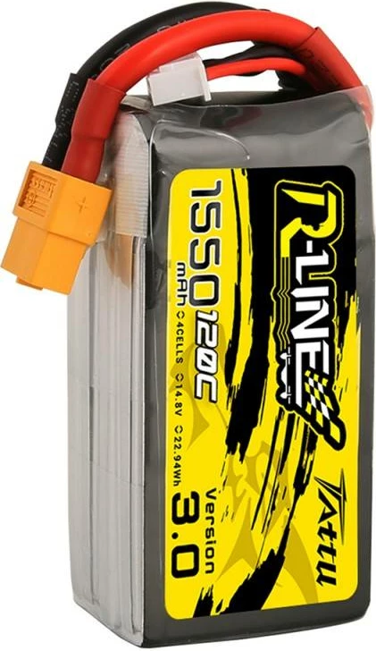 Bateri LiPo Tattu R-Line Version 3.0, 1550mAh, 14.8V, 120C, XT60