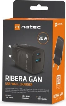 Karikues Natec Ribera GaN 30W, USB-A & USB-C, i zi