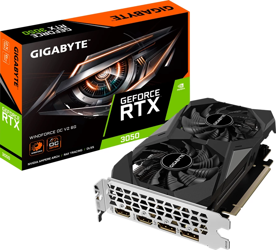 Kartë grafike GIGABYTE GeForce RTX 3050 WINDFORCE OC V2 6G, 6GB GDDR6, PCIe 4.0, 2xDP, 2xHDMI