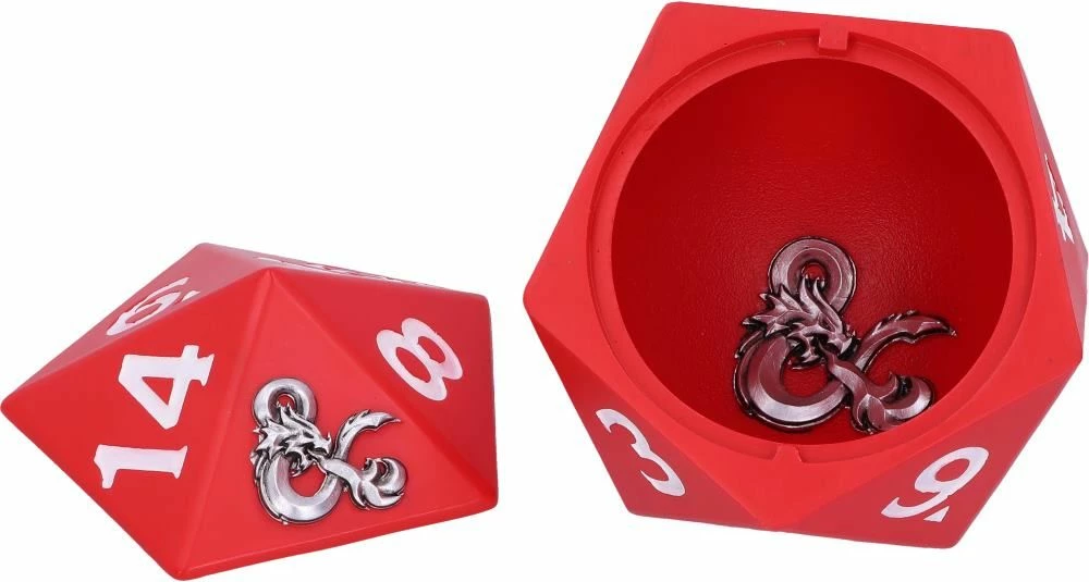 Kuti dekorative për zare NEMESIS NOW Dungeons & Dragons D20 13.5 cm, rrëshirë, e pikturuar me dorë, e kuqe