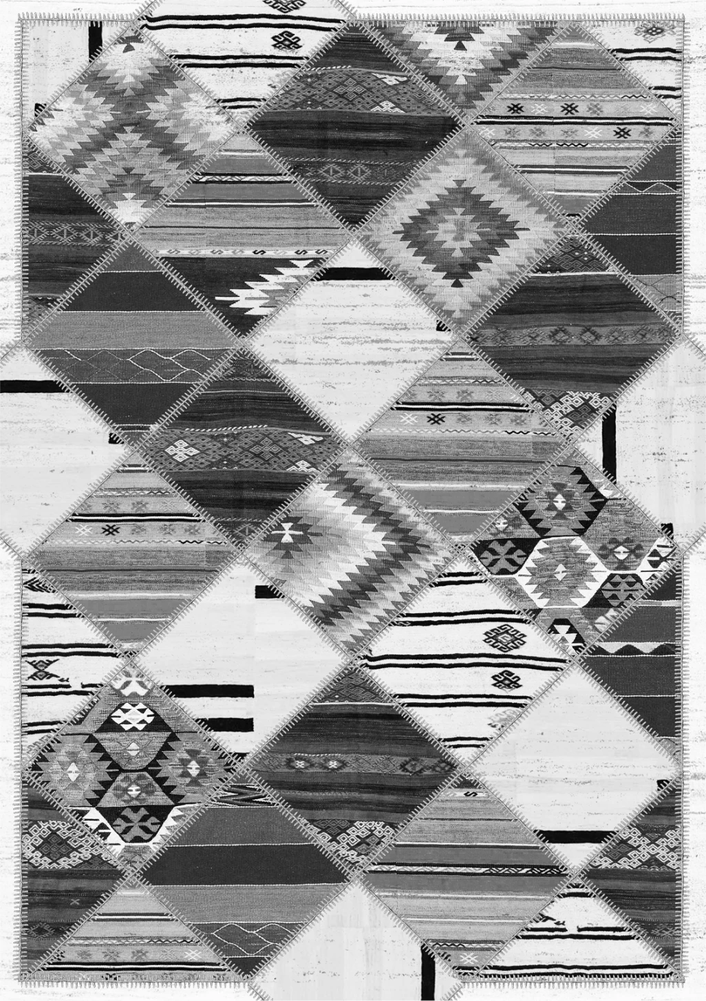 Tepih etnik, ngjyrë gri, me franja, FH7675.21, 160x230cm