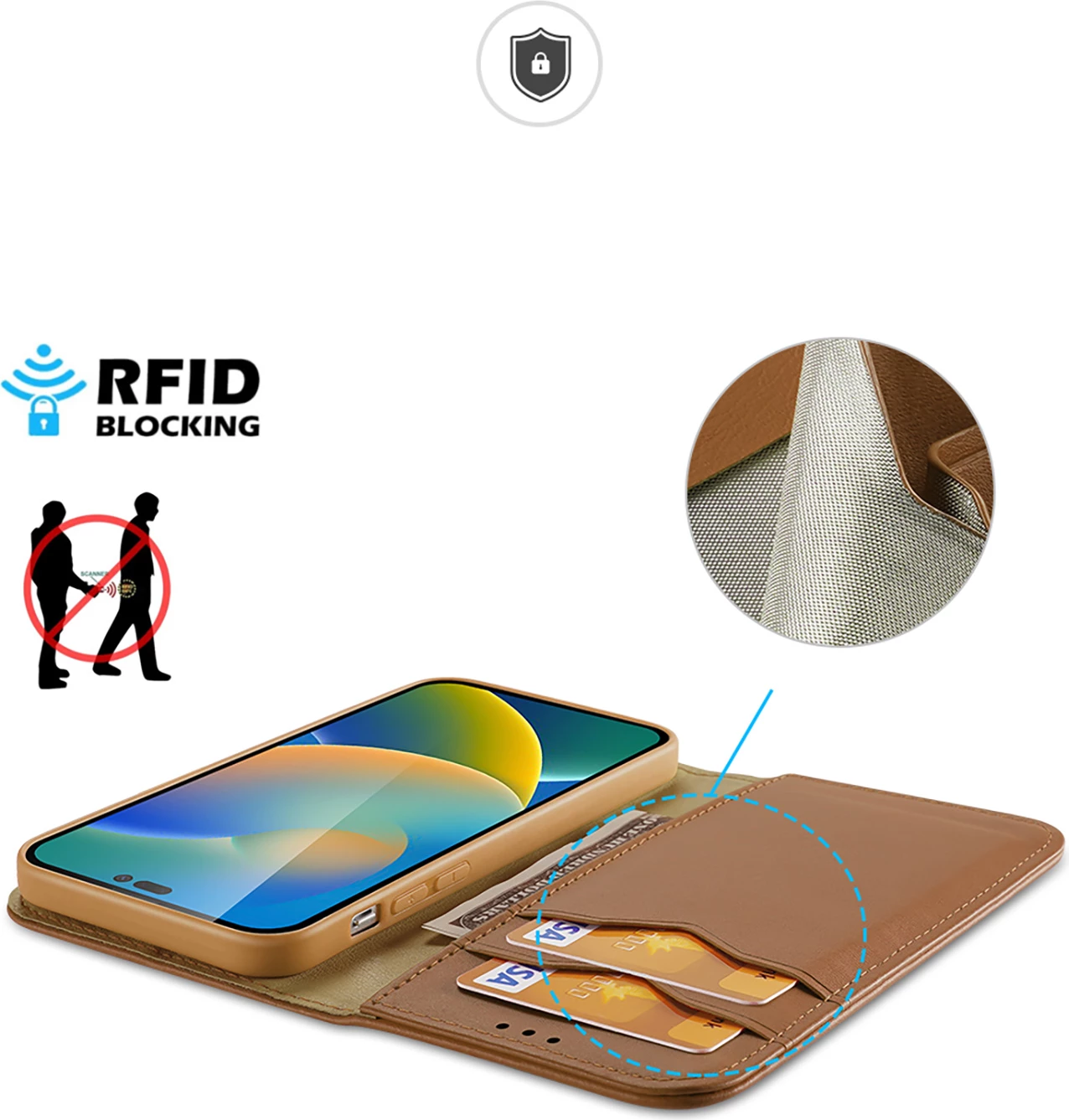 Mbështjellës Dux Ducis Hivo për iPhone 14 Pro, lëkurë natyrale, kafe