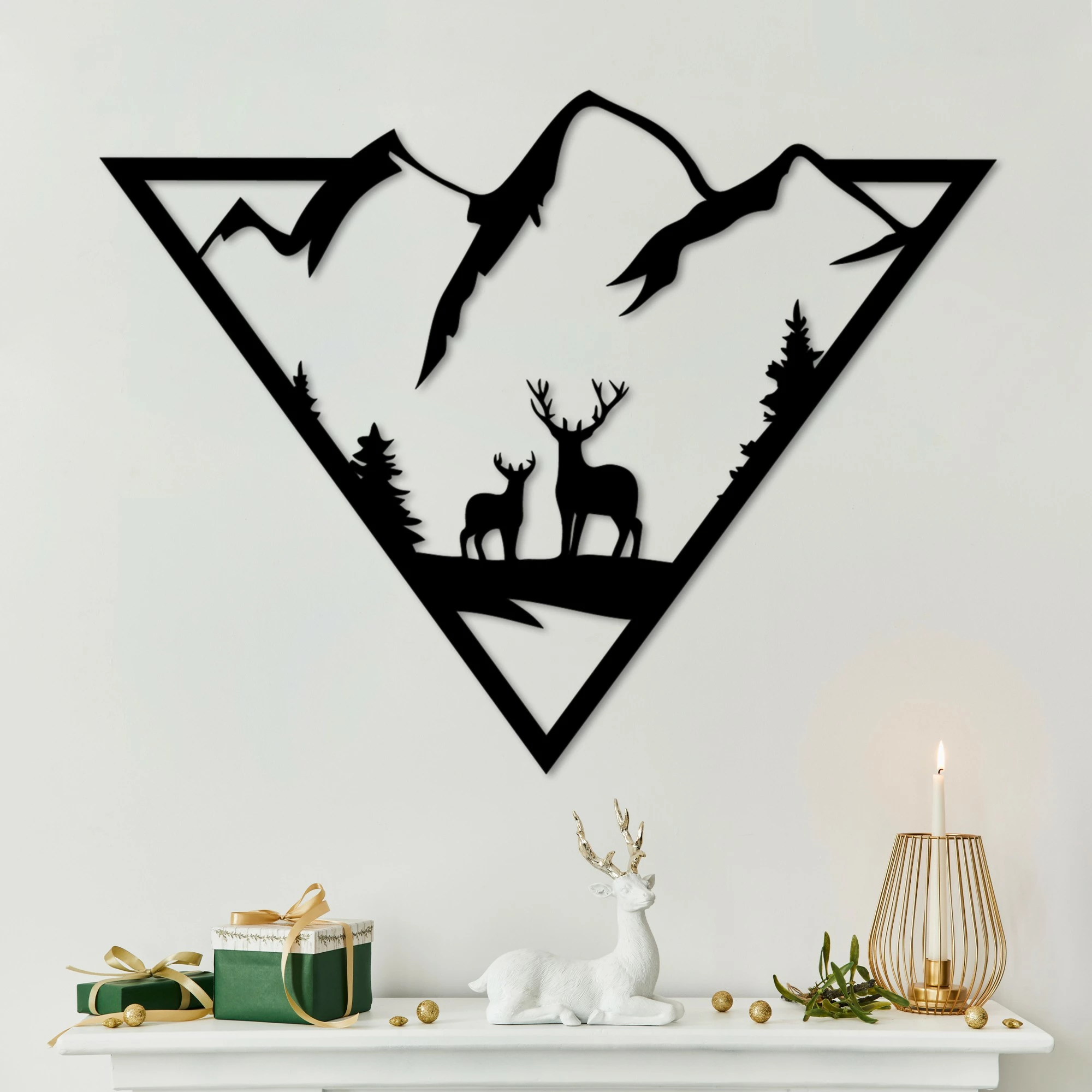 Aksesor dekorativ metalik për mur Wallity, nënë dhe bir, 42x55cm, ngjyrë e zezë