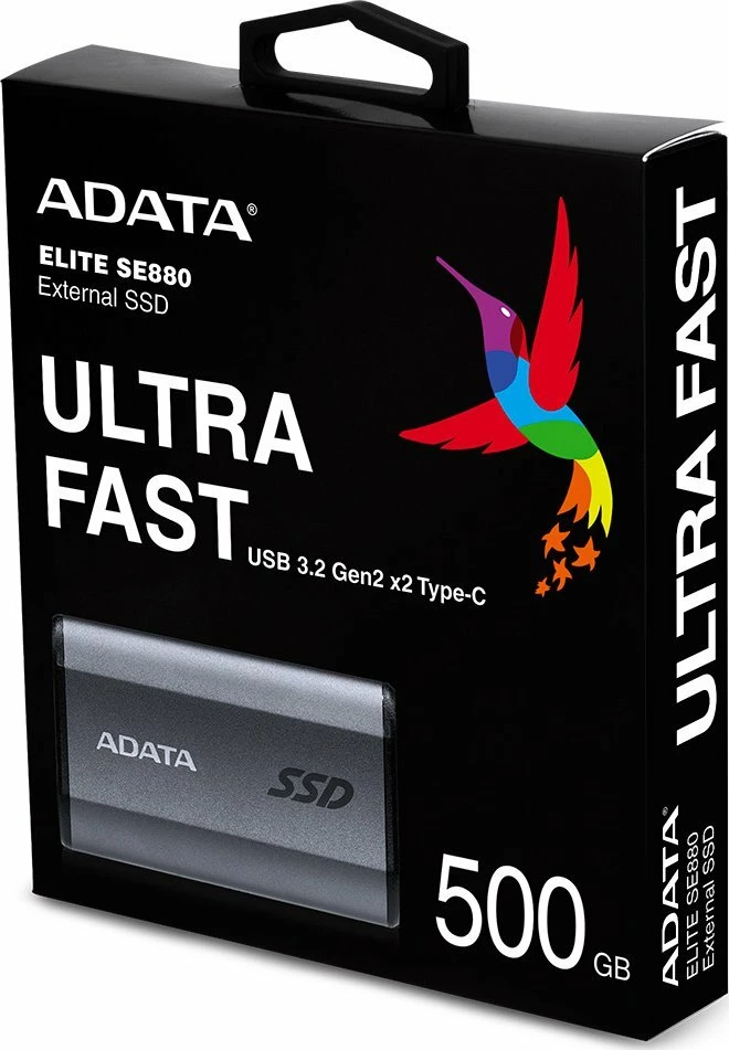 SSD i jashtëm ADATA Elite SE880 500GB USB-C (USB 3.2 Gen 2x2) 2000MB/s, gri