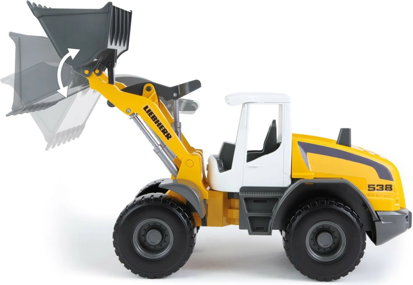 Lodër ekskavator Lena Worxx Liebherr L 538, plastikë, 48 cm, verdhë/gri/bardhë