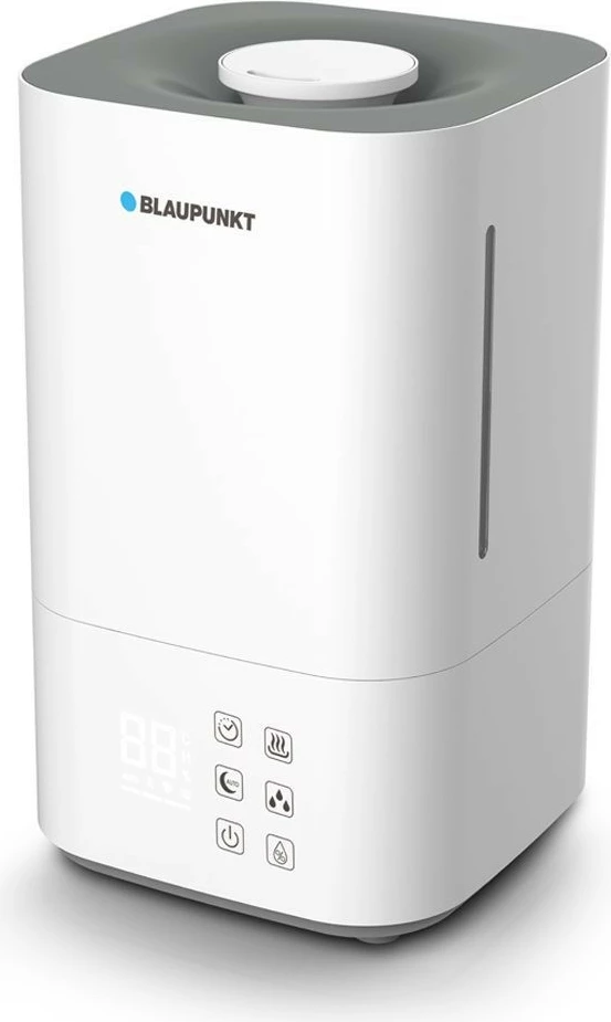 Lagështues ajri, Blaupunkt AHS701, 4 L, 350 ml/h, humidistat 40-80%, mjegull e ftohtë/ngrohtë, HEPA H13 dhe jonizim, aromaterapi, timer 10h, me telekomandë, e bardhë