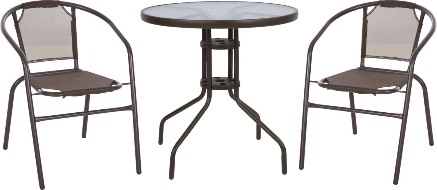 Set kopshti tavolinë & karrige FH10712, 3 pjesë, metal/të kafta