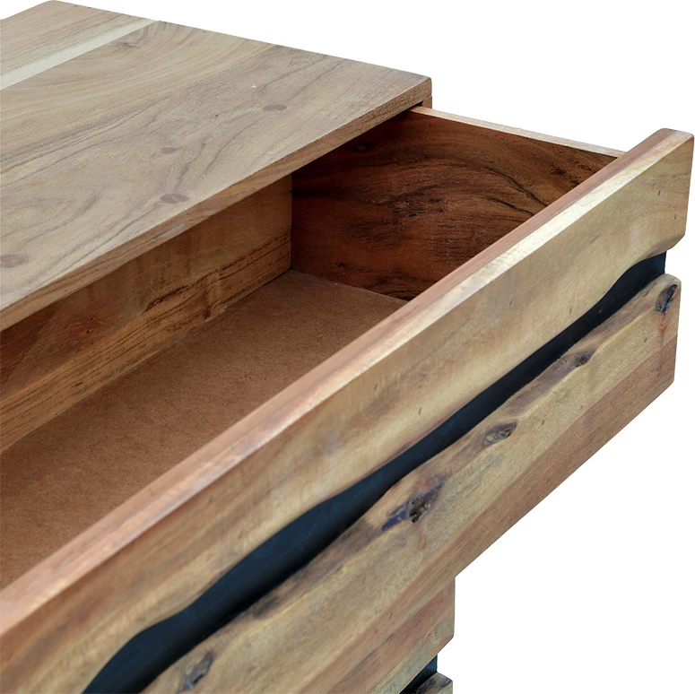 Komodinë me sirtarë Imena dru masiv 4cm natyrale-e zezë 80x38x86.5cm