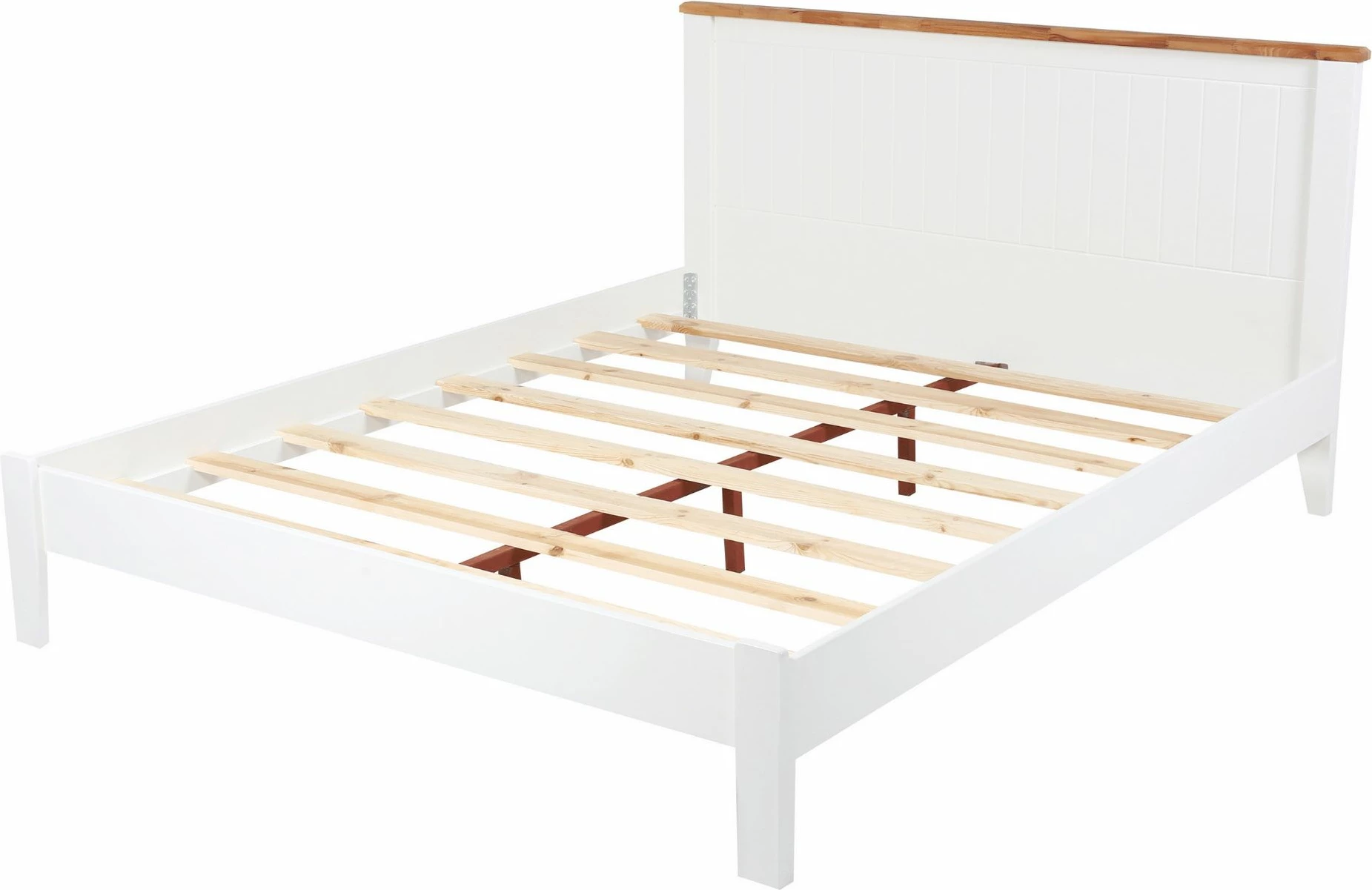 Kornizë dyshe krevati Hanah Home, stil modern country, e bardhë dhe lis, 120x200