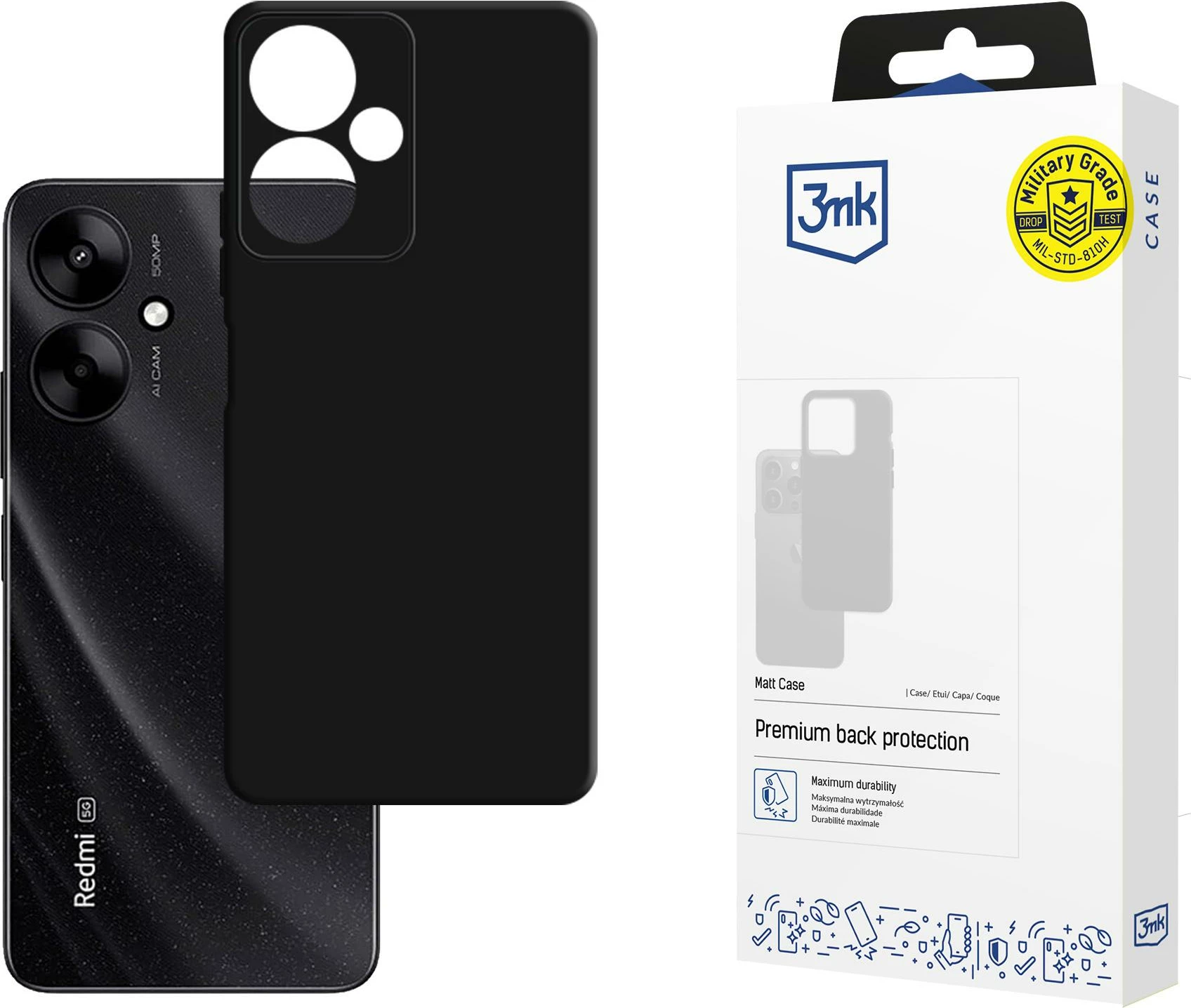 Mbështjellës 3mk Matt Case për Xiaomi Redmi 13C 5G, i zi