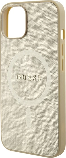 Mbështjellës Guess GUHMP15MPSAHMCB për iPhone 15 Plus 6.7", Saffiano MagSafe, ari