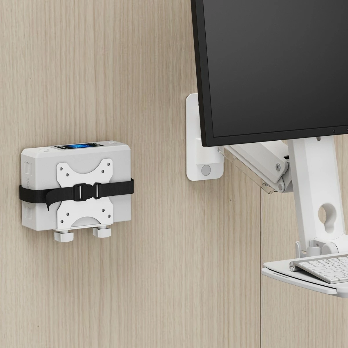 Mbajtëse mini kompjuteri Maclean MC-115W, e bardhë