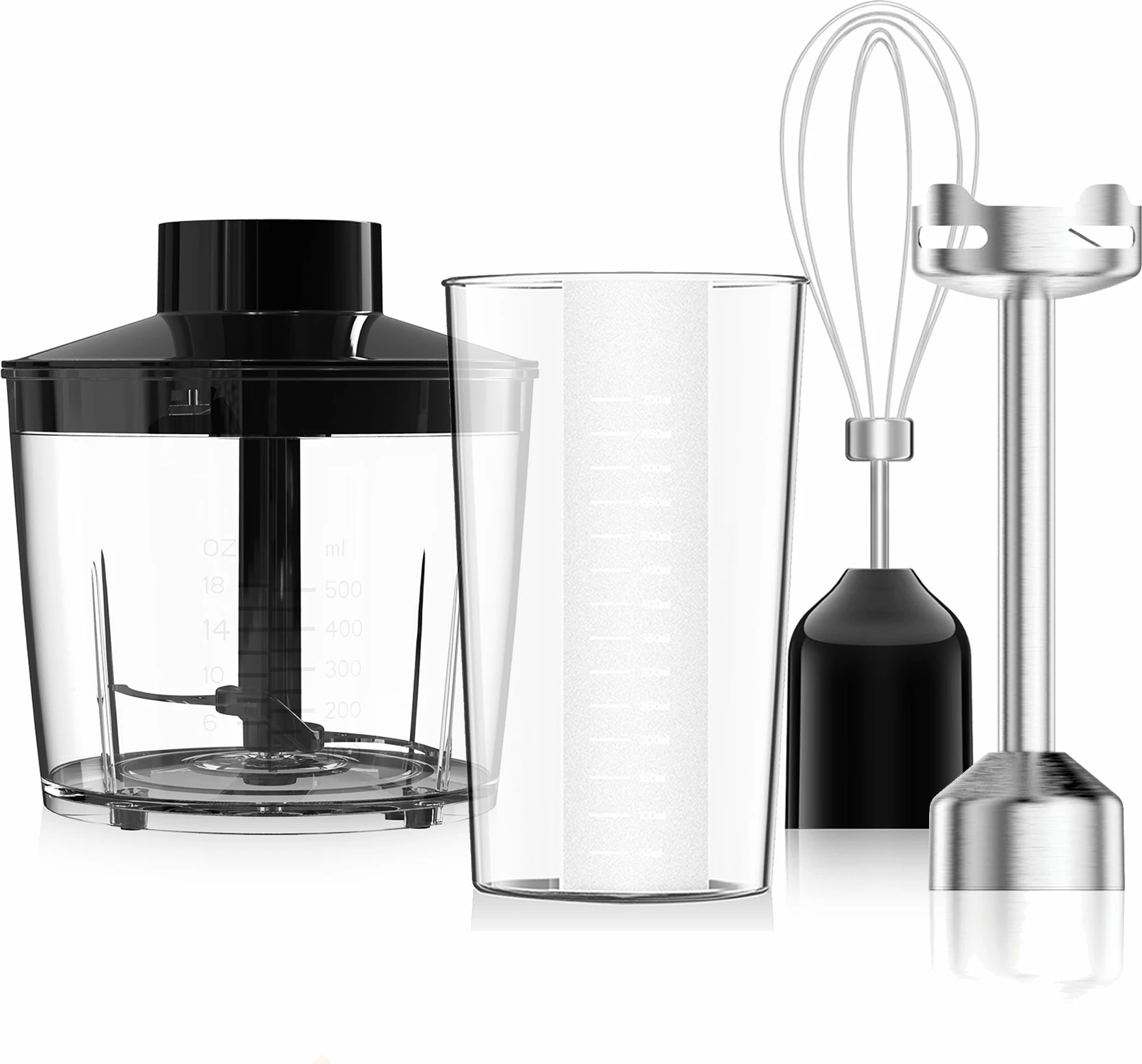 Blender dore Elit PulsarPRO SMI-800A 800W, set me grirës 500 ml + enë përzierje 700 ml + rrahëse, i zi/argjendtë