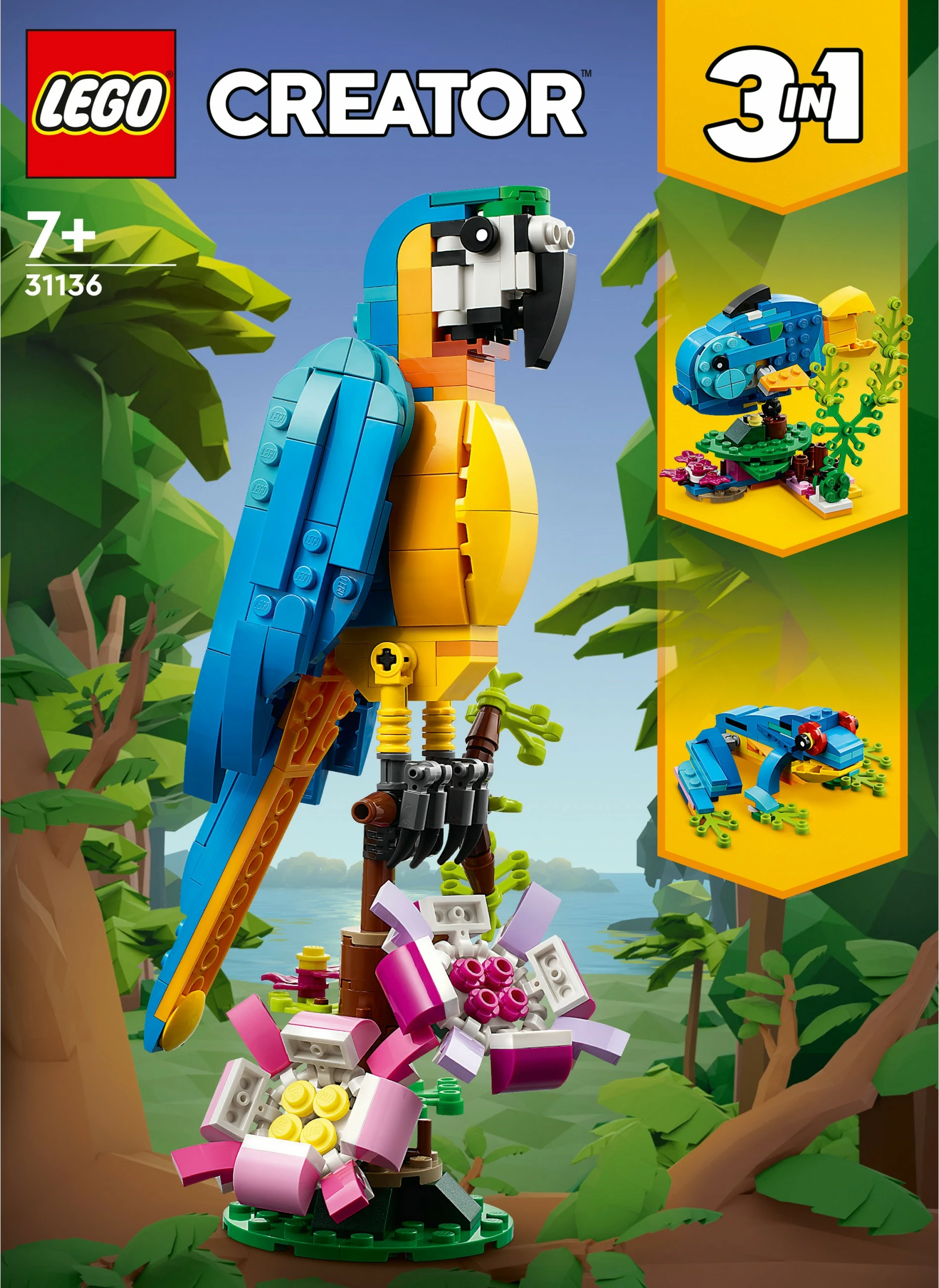 Set ndërtimi LEGO Creator 3-in-1 Papagalli Ekzotik, 253 pjesë, shumëngjyrësh