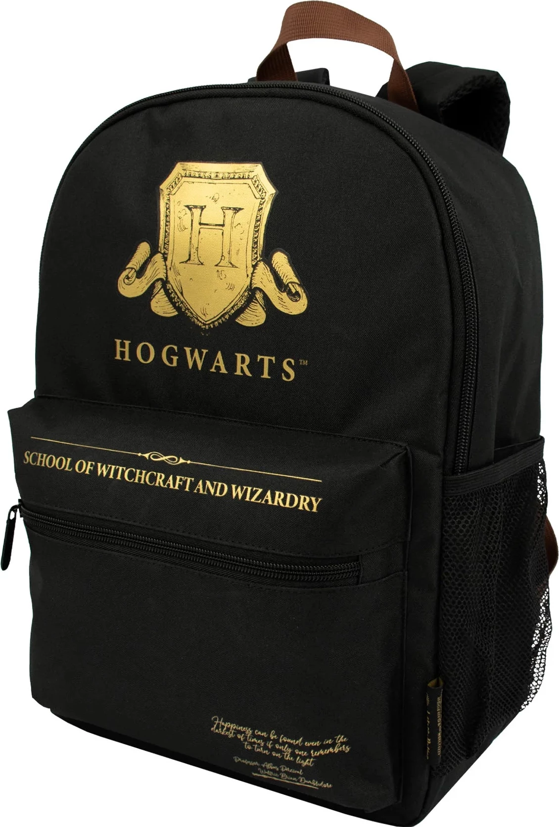 Çantë shpine BLUE SKY Harry Potter Core "Hogwarts Shield", me xhep përpara me zinxhir dhe 2 xhepa anësorë rrjetë, e zezë