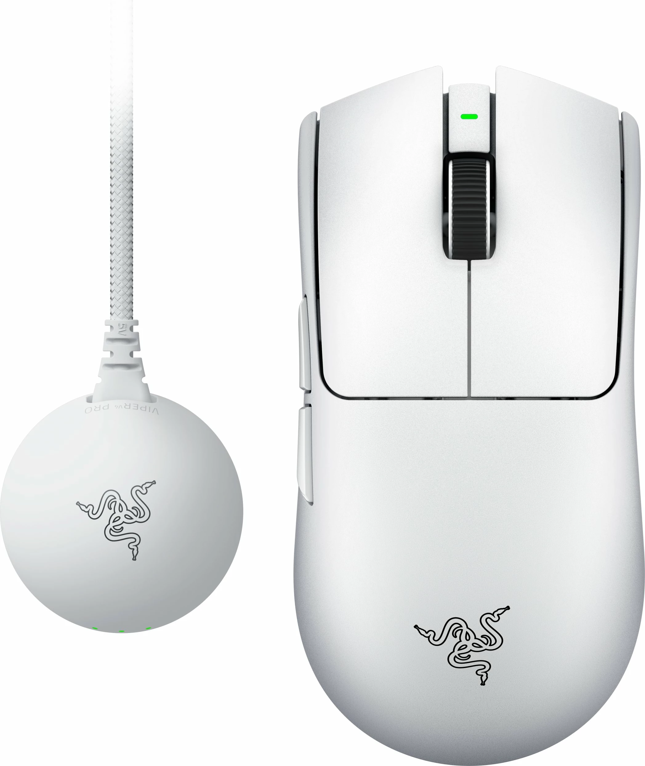 Maus Razer Viper V4 Pro RZ01-05630200-R3G1, 50K DPI, 8000 Hz, wireless + wired, 49 g, i bardhë