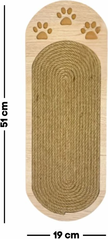 Dru për gërvishtje për mace, ngjyrë bezhë dhe lisi, Paws & Whiskers, Albero Patili, 19x51x1.8cm